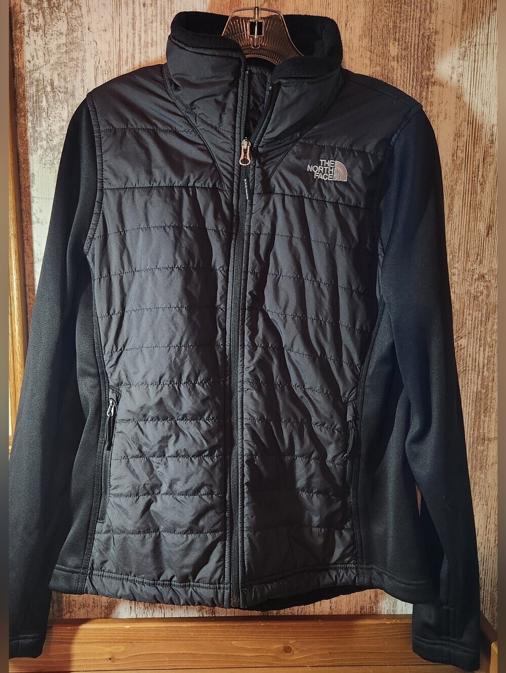 The North Face Mashup Women's Black Large Hybrid Fleece Coat Jacket Like New
